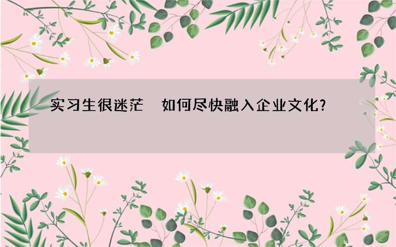 实习生很迷茫 如何尽快融入企业文化？